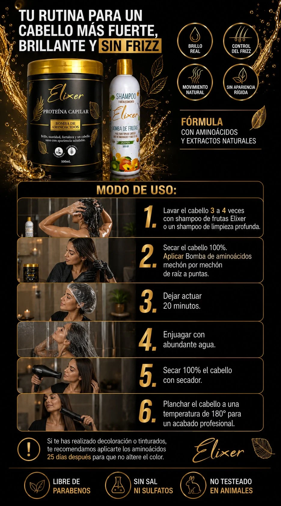 Modo de Uso Elixer — Rutina capilar paso a paso